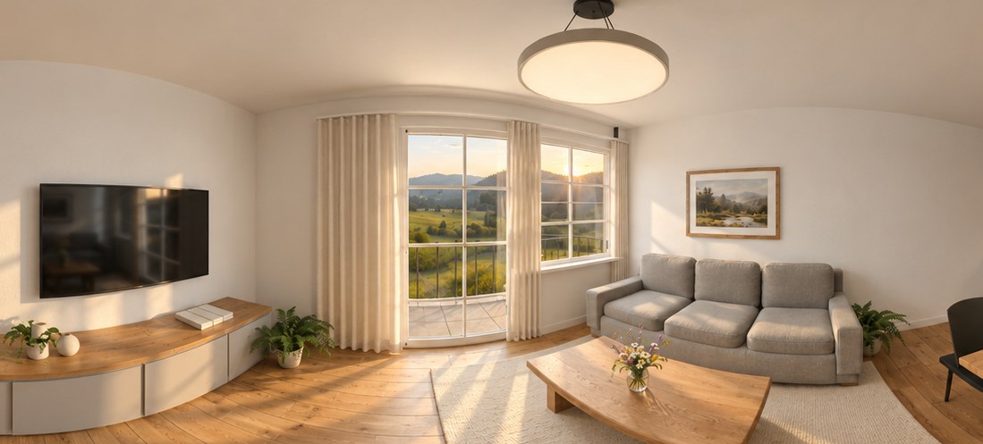 The same living room with photographic finish